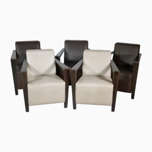 Leather Dresden Armchairs from Franz Fertig, 1960s, Set of 5