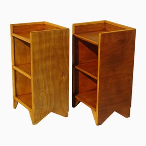 Nachttische aus hellem Holz mit oberen Kanten, 1990er, 2er Set