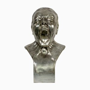 Dopo Frank Xaver Masserschmidt, Busto sbadigliante, Scultura in cera argentata