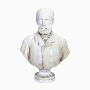 Bust of a Gentleman, 19th Century, White Marble Sculpture