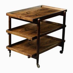 Vintage Danish Rosewood Serving Trolley by Poul Hundevad, 1960s