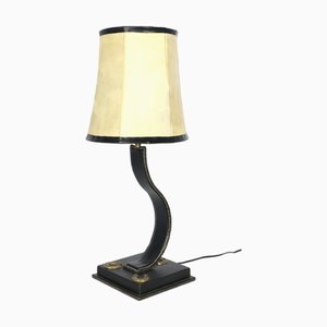 Black Leather Lamp by James Adnet, 1950s