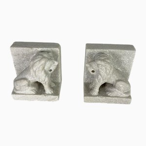 Mid-Century Italian Marble Lion Bookends, 1950s, Set of 2