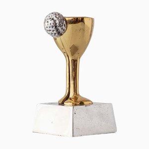 Trofeo de golf brutalista de latón y aluminio de David Marshall, España, años 70