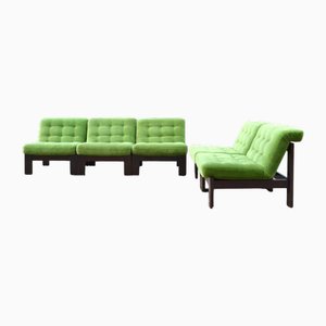 Vintage Limegreen Mohair Sectional Sofa, Germany, 1970s, Set of 5