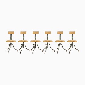 Industrial Swivel Chairs, 1920s, Set of 6