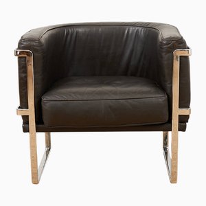 D61 Armlehnstuhl aus Dunkelbraunem Leder von Willy Boesiger für Luigi Sormani, 1966