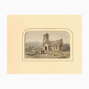 William Burgess of Dover, Country Church with Figures, 1829, Watercolour