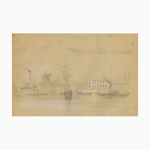 Thomas Hosmer Shepherd, Custom House, Early 19th Century, Graphite Drawing