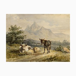 Circle of Thomas Sidney Cooper RA, Animals in a Landscape, 19th Century, Watercolour