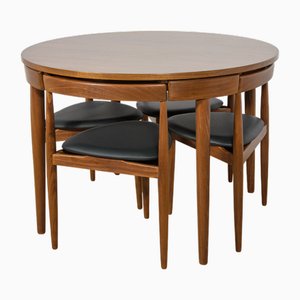 Mid-Century Teak Esstisch & Stühle von Hans Olsen für Frem Røjle, Dänemark, 1950er, 5er Set