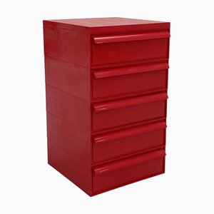 Red Model 4601 Chest of Drawers by Simon Fussell for Kartell, 1970s