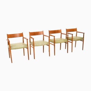Chaises de Salle à Manger Vintage en Teck et Cuir attribuées à Arne Vodder de Sibast, Danemark, 1960s, Set de 4