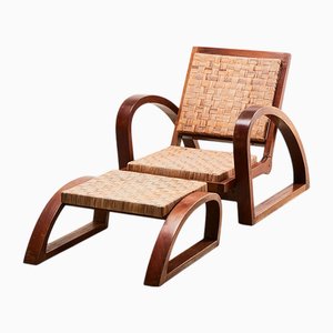 Liegestuhl und Fußhocker von Francis Jourdain, 1920er, 2er Set