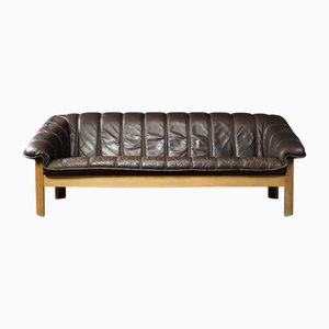 Mid-Century Modern Danish Brown Leather 3-Seater Sofa, 1970s