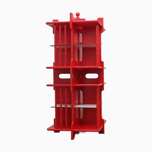 Rot lackiertes italienisches Vintage Holz Bücherregal, 1960er