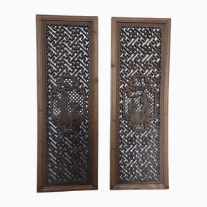 Handgeschnitzte Fensterscheiben aus der Qing-Dynastie, 1890er, 2er Set