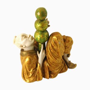 Handmade Polychrome Porcelain Statuette from Royal Worcester, England, 1800s