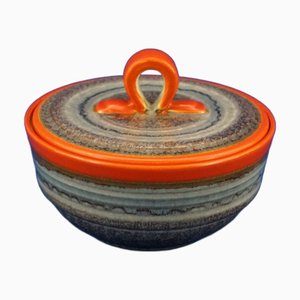 Art Deco Keramik Uran Lustre Vase Box, Martha Katzer zugeschrieben für die Karlsruher Manufaktur, Deutschland, 1930er