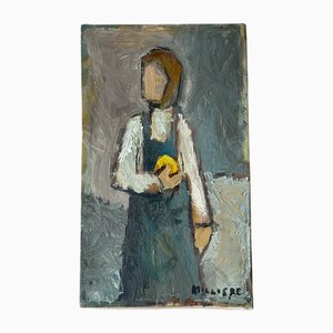 Artista, Ragazza con limone, Francia, anni '60, Olio su tela