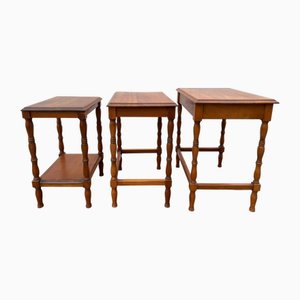 Rustikale Vintage Satztische aus Kirschholz, 1950, 3er Set