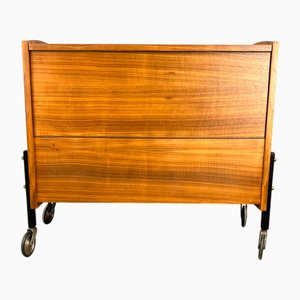 Mobile bar in noce con specchi interni, anni '60