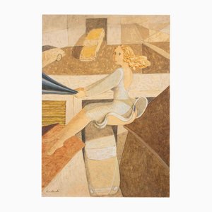 Alberto Gallerati, Flying Woman, Oil on Canvas, 1970s