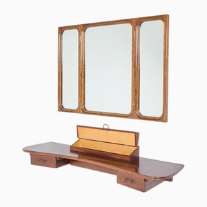 Mid-Century Modern Danish Wall Console with Mirror by Frode Holm for Illums Bolighus, 1950s