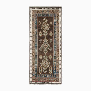 Vintage Stammes-Kelim aus dem Nahen Osten mit braunen und blauen Medaillons