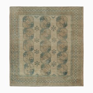 Vintage Ersari Teppich mit geometrischen Mustern in Beige-Braun und Petrol von Rug & Kilim