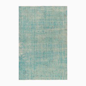 Türkischer Vintage Teppich mit blauem Muster