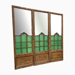 Art Deco Wooden and Hammered Glass Screen, 1950s