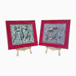 Neoclassical Artist, High Reliefs with Putti, 1780, Bronzes, Set of 2