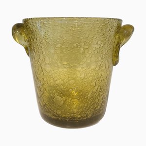 Olive Green Bubble Glass Ice Bucket by Biot, 1970