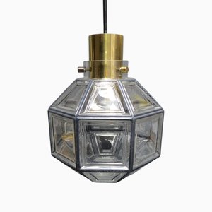 P216 Ceiling Lamp in Glass and Brass from Glashütte Limburg, 1960s