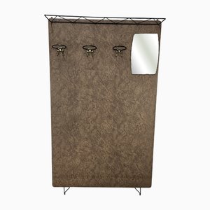 Mid-Century Modern Wall Coat Rack in Skai with Mirror, 1960