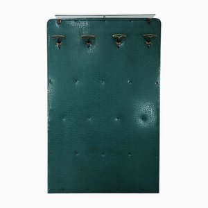 Mid-Century Modern Green Skai Coat Stand with Brass Hangers, 1950
