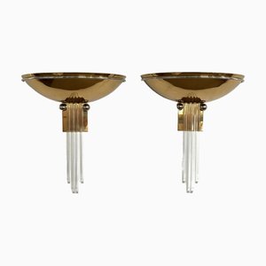 Brass and Acrylic Wall Sconces from Vereinigte Werkstätten München, 1970s, Set of 2