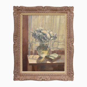 Francisque Guillermin, Carnation Flowers, Early 20th Century, Oil on Canvas, Framed