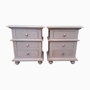 Lacquered Bedside Tables with Drawers, Set of 2