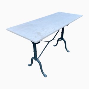 French Garden Bistro Table with Marble Top, 1900s