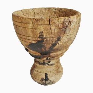 Antiker indischer Mörserbecher aus Holz, 1890er