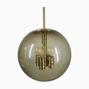 Globe Hängelampe aus getöntem Bubble Glass von Peill & Putzler, Deutschland, 1960er