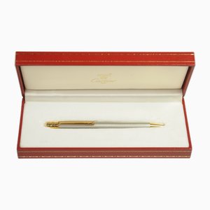 Penne a sfera Santos Stylo Bille Must II in acciaio spazzolato e placcato in oro 18 carati con scatola rossa di Cartier, inizio XXI secolo, set di 3