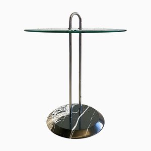 Postmoderner italienischer Couchtisch mit Gestell aus schwarzem Marmor und Glasplatte von Vico Magistretti für Cattelan Italia, 1980er