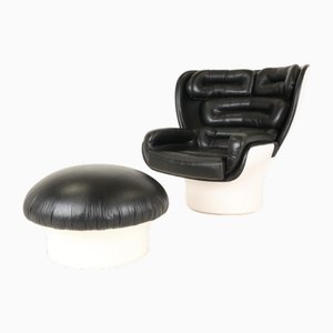 Set aus Elda Stuhl und Fußhocker von Joe Colombo für Comfort, 1970er