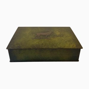 Art Deco Green Patinated Bronze Box by Holger Fridericias, 1930s
