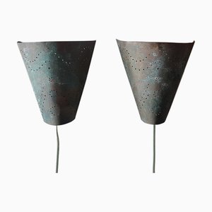 Vintage Perforated Copper Sconces, 1970s, Set of 2