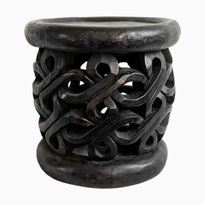 Vintage Woven Bamileke Stool Table, 1960s