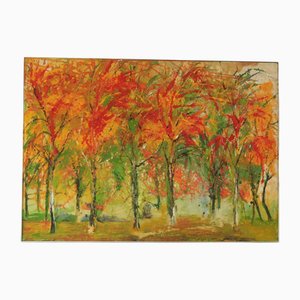 Bodin, Autumn Forest, 1960s, Oil on Panel, Framed